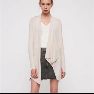 All Saints Ivory Drina Ribbed Cardigan 100% Merino Wool